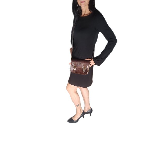 Genuine Charlie Leather "Elena" Crossbody Espresso/Brown-NWT - Picture 11 of 11